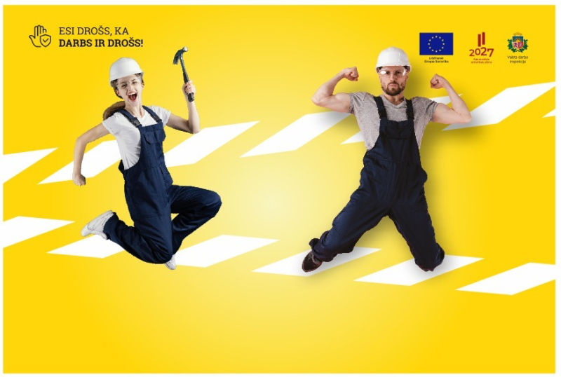 kampaņas Esi drošs, ka darbs ir drošs attēls ar diviem strādniekiem