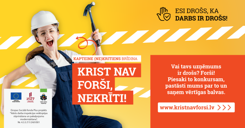 ESF Plus banneris, kurā atēlots strādnieks.