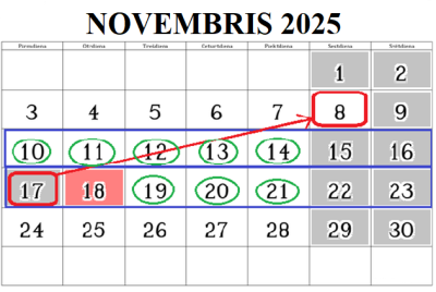 Maja kalendārs ar izmaiņām 2025 gadam