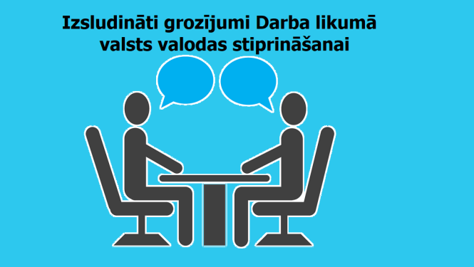 Karikatūrua rāda 2 cilvēkus runājot par virsrakstu.